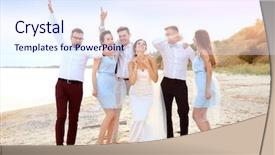  Presentation with beach wedding - Theme with happy wedding couple having fun background and a sky blue colored foreground