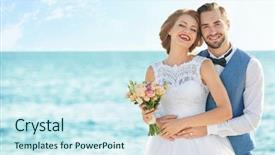  Presentation with beach wedding - Cool new presentation with happy wedding couple on sea backdrop and a cool aqua colored foreground