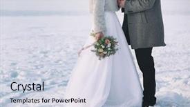  Presentation with outdoors - Theme with happy wedding couple outdoors background and a lemonade colored foreground