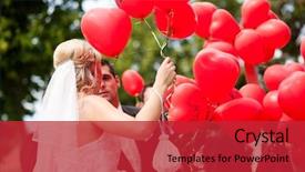  Presentation with wedding couple wishes - Colorful slide deck enhanced with happy wedding couple they are backdrop and a red colored foreground