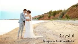  Presentation with beach wedding - Slide deck with happy wedding couple walking on beach background and a lemonade colored foreground
