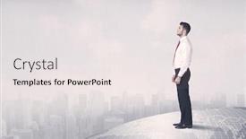  Presentation with planning - PPT theme having happy well dressed construction manager drawing with a pen and planning while standing on top of the earth concept background and a white colored foreground