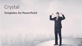  Presentation with planning - Beautiful presentation theme featuring happy well dressed construction manager drawing with a pen and planning while standing on top of the earth concept backdrop and a light gray colored foreground