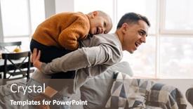  Presentation with giving - PPT theme enhanced with happy-white-father-smiling background and a tawny brown colored foreground