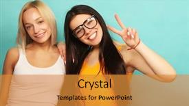  Presentation with emotions - Beautiful slide deck featuring happy win - emotions people teens and friendship backdrop and a gold colored foreground