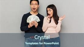  Presentation with asian - Presentation design featuring happy win - image of excited young asian background and a ocean colored foreground