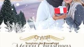  Presentation with winter border - Colorful theme enhanced with happy winter couple with gift against border backdrop and a cream colored foreground