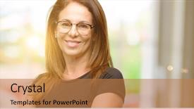  Presentation with black-woman - Cool new presentation theme with happy with a big backdrop and a coral colored foreground