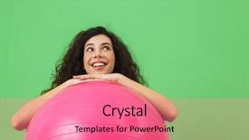  Presentation with aerobics - Presentation with happy woman 20s wearing summer background and a coral colored foreground