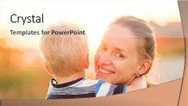  Presentation with woman child - Colorful slides enhanced with happy woman and child having backdrop and a  colored foreground