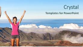  Presentation with win - PPT theme consisting of happy woman and man couple background and a sky blue colored foreground