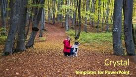  Presentation with dog - Theme consisting of happy-woman-and-white-dog background and a  colored foreground