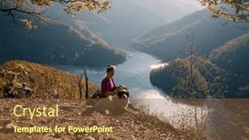  Presentation with dog - PPT layouts consisting of happy-woman-and-white-dog background and a tawny brown colored foreground