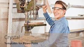  Presentation with apprentice - Audience pleasing slide deck consisting of happy-woman-as-a-carpenter backdrop and a coral colored foreground