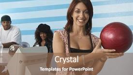  Presentation with bowling - Beautiful slides featuring happy woman at bowling backdrop and a tawny brown colored foreground