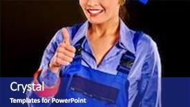  Presentation with black woman - Presentation theme featuring listbuild - happy woman builder showing thumb background and a royal blue colored foreground