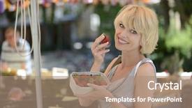  Presentation with fruits on a farm market - Slides having strawberries at farmer's market background and a coral colored foreground