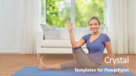  Presentation with fishes - Audience pleasing slide set consisting of happy woman doing half lord backdrop and a coral colored foreground