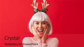  Presentation with purple festive christmas red - Audience pleasing slide deck consisting of happy woman dressed in carnival backdrop and a red colored foreground