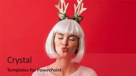  Presentation with kittens christmas holiday red christmas - Colorful slide set enhanced with happy woman dressed in carnival backdrop and a red colored foreground