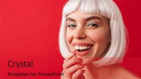  Presentation with happy image - Theme having happy woman dressed in carnival background and a  colored foreground