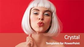  Presentation with happy image - Slide deck featuring happy woman dressed in carnival background and a  colored foreground