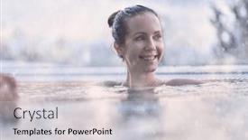  Presentation with cold water - Slides with happy-woman-enjoying-hot-thermal background and a light gray colored foreground