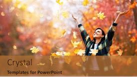  Presentation with happy life - Theme consisting of happy-woman-enjoying-life background and a red colored foreground