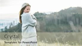  Presentation with health balance - Presentation theme having happy-woman-enjoying-relaxing-outdoors background and a soft green colored foreground