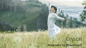  Presentation with health balance - Presentation design enhanced with happy-woman-enjoying-relaxing-outdoors background and a mint green colored foreground