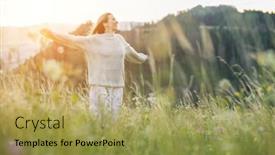  Presentation with green travel - PPT layouts having happy-woman-enjoying-stay background and a yellow colored foreground