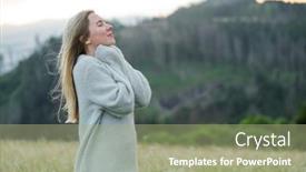  Presentation with green travel - Cool new presentation design with happy-woman-enjoying-stay backdrop and a mint green colored foreground