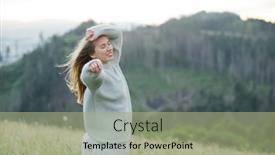  Presentation with green travel - PPT layouts enhanced with happy-woman-enjoying-stay background and a mint green colored foreground