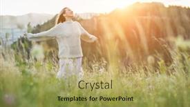  Presentation with spring break - Beautiful slides featuring happy-woman-enjoying-sunset-stay backdrop and a yellow colored foreground