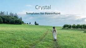  Presentation with green travel - Beautiful slides featuring happy-woman-enjoying-sunset-stay backdrop and a sky blue colored foreground