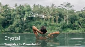  Presentation with swimming pool - Audience pleasing slide set consisting of bad - happy woman enjoying warm tropical backdrop and a ocean colored foreground