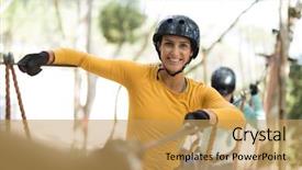  Presentation with end on the line - Amazing slides having happy woman enjoying zip line backdrop and a  colored foreground