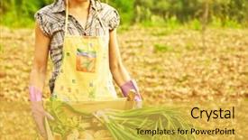  Presentation with happy life - Presentation theme having life works - happy woman gardener working background and a yellow colored foreground