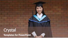  Presentation with promotion - Slide deck consisting of happy woman get graduation background and a violet colored foreground