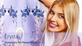  Presentation with scouts wallpaper - Colorful presentation theme enhanced with happy-woman-glues-wallpaper backdrop and a light blue colored foreground