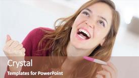  Presentation with pregnancy - PPT theme consisting of coceiving - happy woman holding a pregnancy background and a red colored foreground