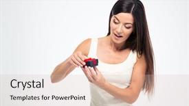  Presentation with sportswoman boxing woman - Colorful presentation enhanced with happy woman holding jewerly gift backdrop and a lemonade colored foreground