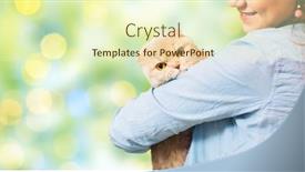  Presentation with fold - Cool new theme with happy-woman-holding-scottish-fold backdrop and a soft green colored foreground