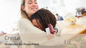  Presentation with marriage - PPT theme consisting of happy-woman-in-deep-embrace background and a soft green colored foreground