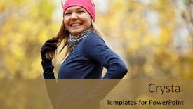  Presentation with sports wear - Beautiful theme featuring happy-woman-in-sports-wear backdrop and a coral colored foreground
