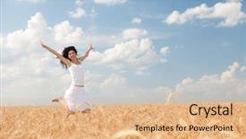  Presentation with happy birthday gold - Amazing presentation having happy woman jumping in golden backdrop and a coral colored foreground