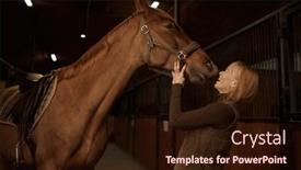  Presentation with horse riding - Presentation theme with happy-woman-laughing-while-horse background and a wine colored foreground