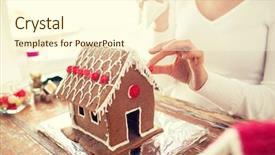  Presentation with decoration - Cool new presentation theme with happy woman making gingerbread house backdrop and a  colored foreground