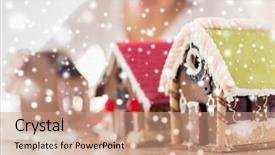  Presentation with gingerbread house - PPT layouts enhanced with happy woman making gingerbread house background and a coral colored foreground