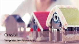  Presentation with decoration - Colorful theme enhanced with happy woman making gingerbread house backdrop and a  colored foreground